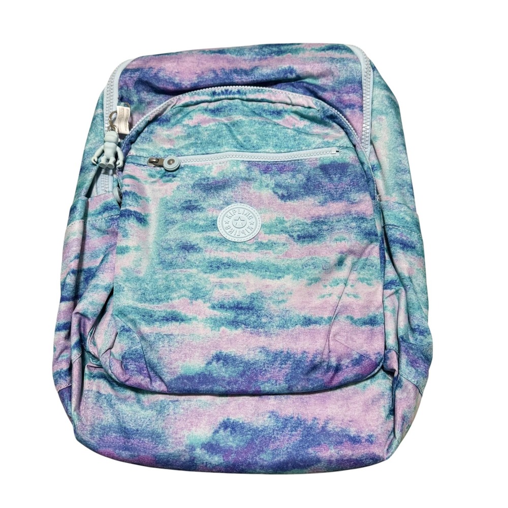 Kipling Ex Large Seoul Laptop Backpack Joyfull Play Blue Purple Tie Dyed Print